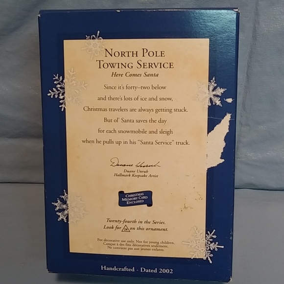 Hallmark 2002 North Pole Towing Service Ornament Here Comes Santa NIB - Picture 2 of 3